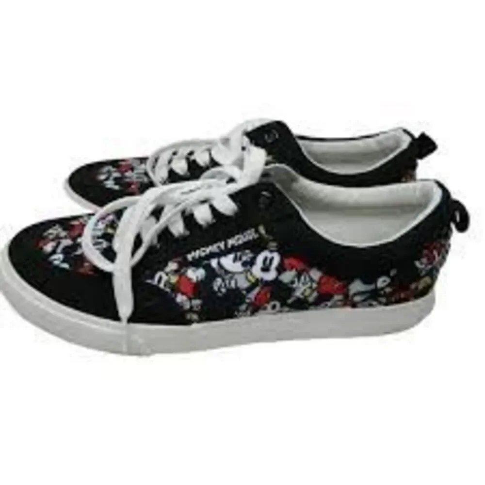Disney Ground Up Mickey Mouse Print Mens Low Top Canvas Sneakers Black Size 11.5